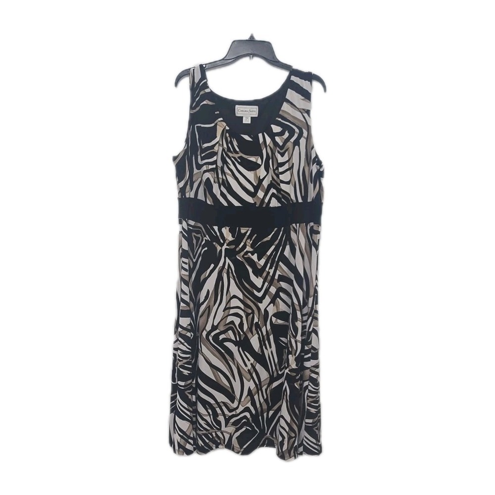 Chelsea Suite 18W Black Animal Print Stretch-Knit Sleeveless Dress